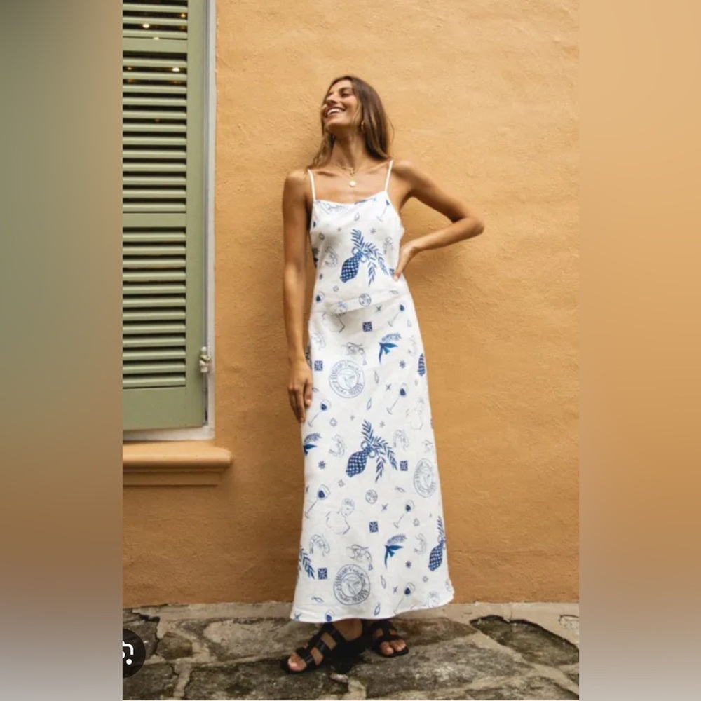 VERGE GIRL
VRG GRL Le Sirenuse Bias Cut Linen Midi Dress // Print
